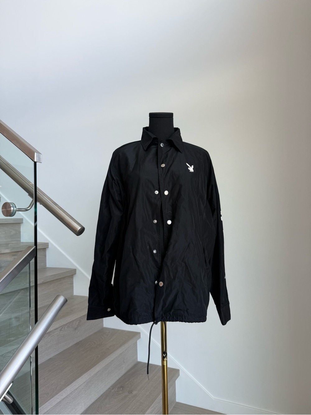 Joyrich Black Windbreaker Jacket with White Logo